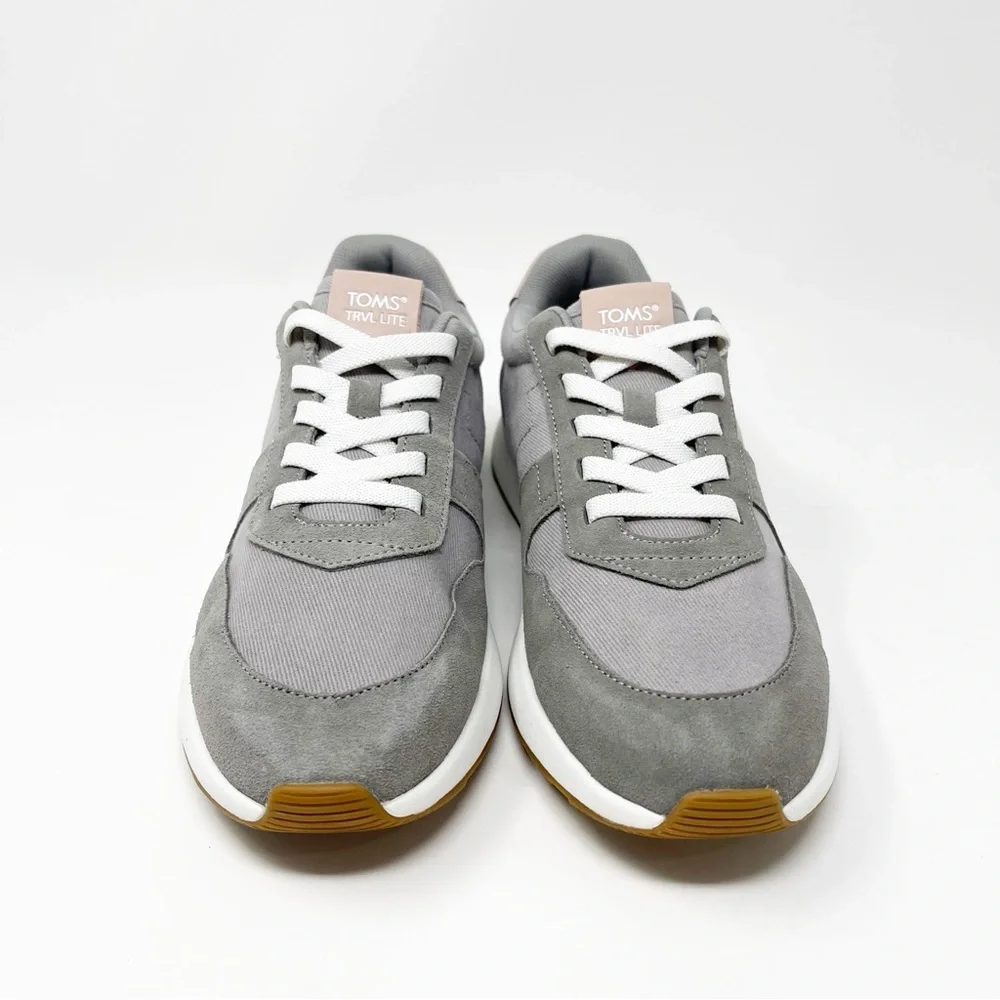 TOMS Women's TRVL Lite Retro Sneaker Suede Slip-On Elastic Lace Drizzle Grey 7.5 - Picture 3 of 12